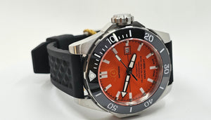 Haftavani - HPLA44092.06 – 1000M Deep Sea Automatic Dive Watch - Swiss Made - Orange Face - Black Rubber Strap