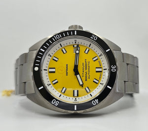 Haftavani - HPLA44100.05 – Titanium 300M Lightweight Outdoor Automatic Watch - Swiss Made - Yellow Face - Titanium