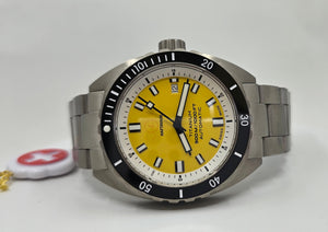 Haftavani - HPLA44100.05 – Titanium 300M Lightweight Outdoor Automatic Watch - Swiss Made - Yellow Face - Titanium