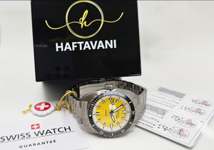 Haftavani - HPLA44100.05 – Titanium 300M Lightweight Outdoor Automatic Watch - Swiss Made - Yellow Face - Titanium