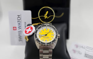 Haftavani - HPLA44100.05 – Titanium 300M Lightweight Outdoor Automatic Watch - Swiss Made - Yellow Face - Titanium