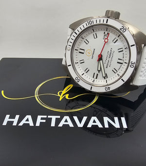 Haftavani - HPLA44100.12 – Titanium 300M Lightweight Unisex Outdoor Automatic Watch - Swiss Made - White Face - White Rubber Strap