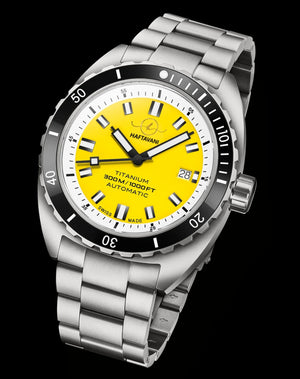 Haftavani - HPLA44100.05 – Titanium 300M Lightweight Outdoor Automatic Watch - Swiss Made - Yellow Face - Titanium